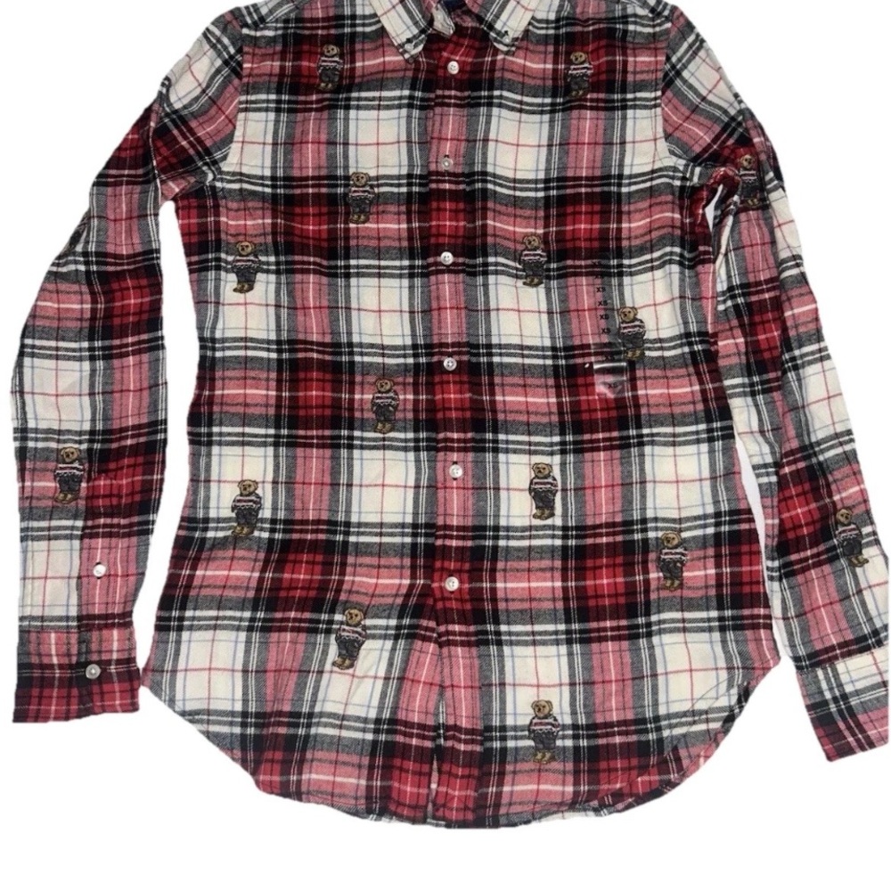 Polo by Ralph Lauren Red Plaid Polo Bear Button Down Flannel Shirt